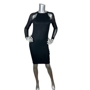 ALLSAINTS Kiara Dress Black Bodycon Sheer Mesh Sleeves Cutouts LBD US Sz 6